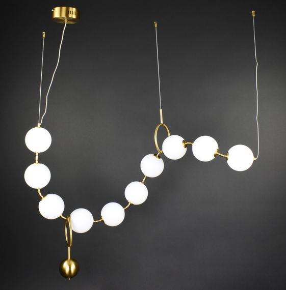 Люстра світлодіодна підвісна LED світильник для квартири на стелю лед 27206 Латунь 30-160х20х150 см. | Зображення 3