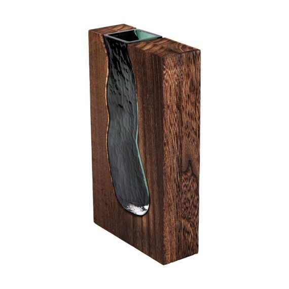 Скляна ваза з дерев'яною рамою, прямокутна 23,5 см | Зображення 2