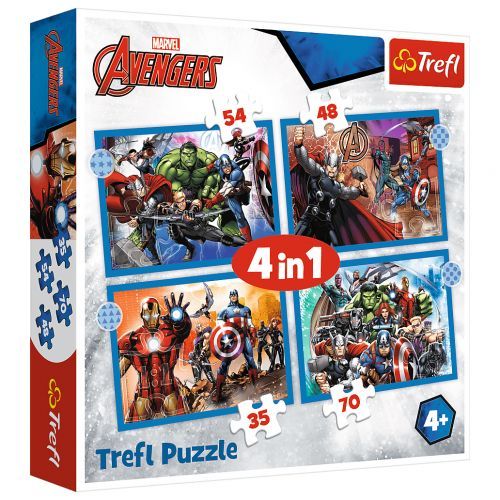 Пазли "Хоробри месники. MARVEL" 4 в 1 34386 Trefl, в коробці (5900511343861)