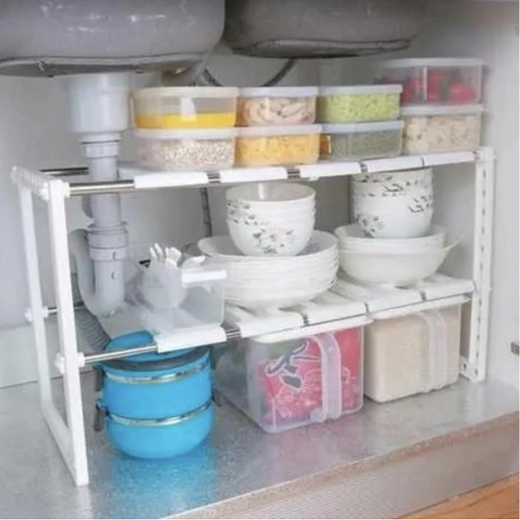 Подвійна полиця Kitchen Rack, Полиця органайзер для взуття   знижка | Зображення 1