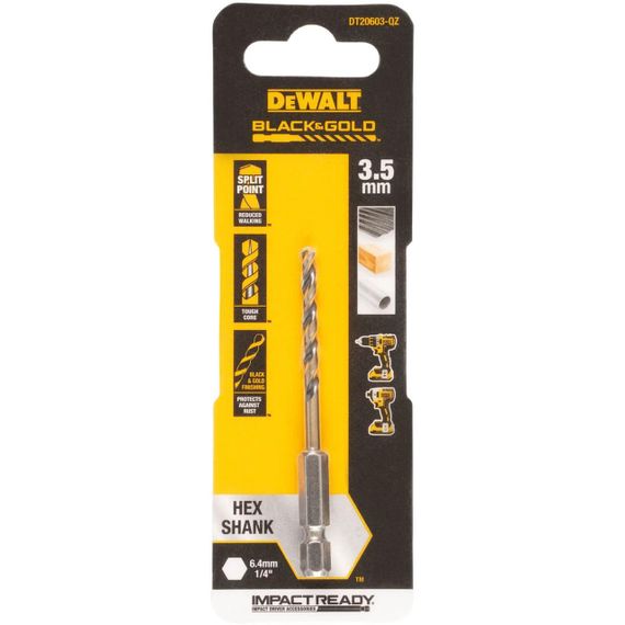 Свердло по металу 3,5мм EXTREME IMPACT Black & Gold DeWALT DT20603