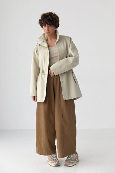 Жіноча вітровка-парка  на блискавці - бежевий цвет, L (є розміри) | Зображення 2