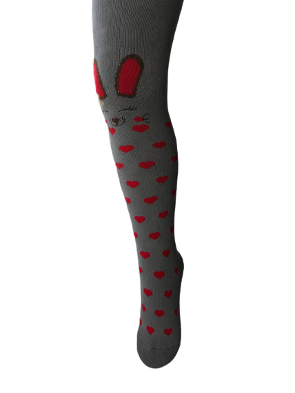 Махрові колготи для дівчинки з малюнком ТмTwinsocks сірий меланж+червоний, 116-122 / 6-7 років | Зображення 1