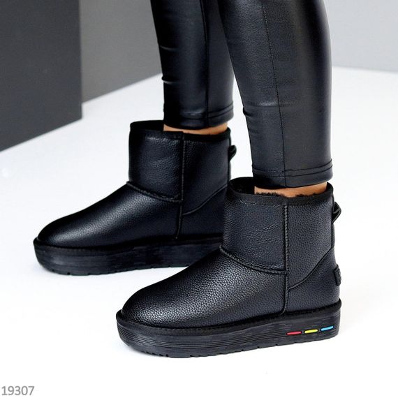 Молодежные черные низкие угги натуральная кожа флотар | Зображення 7
