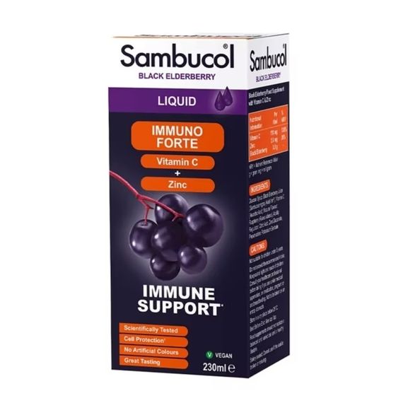 Бузина Sambucol Black Elderberry Immuno Forte + Vitamin C + Zinc 230 ml /46 servings/ | Зображення 1
