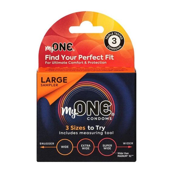 Презервативы MyONE Large Sampler 3 шт, картонная коробка Sex Aura