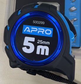 Рулетка магнітна гумова автостоп, подвійний зачіп 5 мм 25 мм APRO