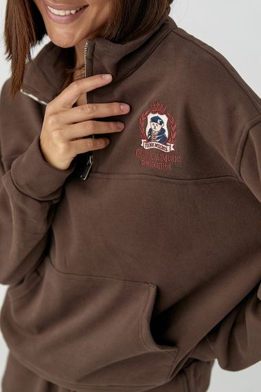 Теплий спортивний костюм вільного крою - темно-коричневий цвет, ONE SIZE (є розміри) | Зображення 3