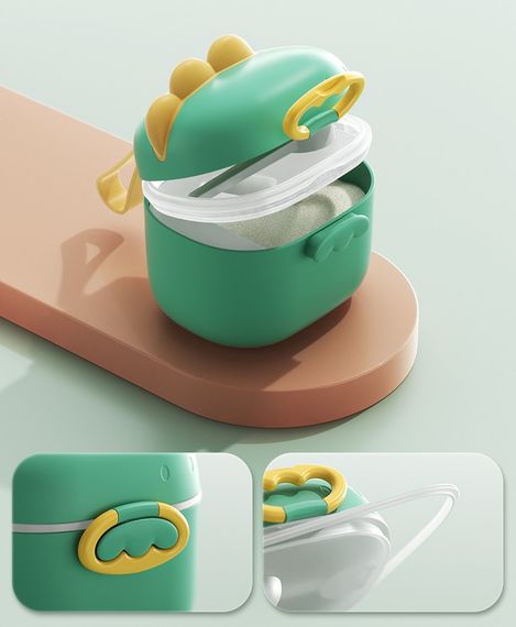 Контейнер для хранения детской сухой смеси 800 мл с мерной ложечкой Динозавр Бежевый | Зображення 2