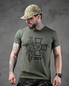 Футболка потовідвідна Bayraktar ЗСУ солдат олива ВТ0983