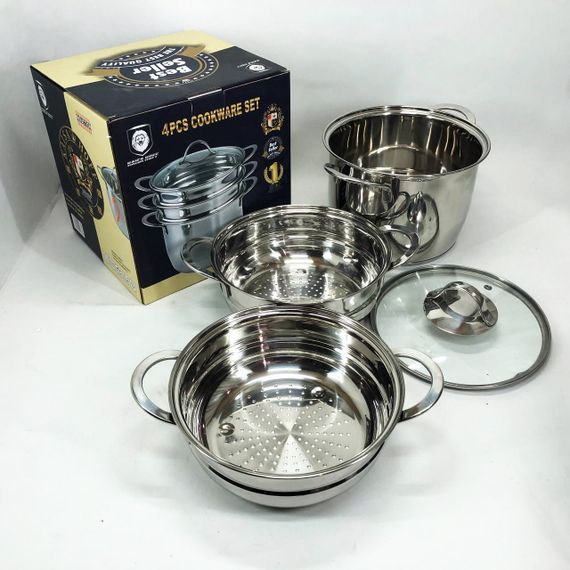 Кастрюля пароварка-мантоварка LB-1863C с нержавеющей стали с стеклянной крышкой XE-382 4,7 л | Зображення 4