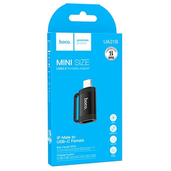 Переходник Hoco UA31B OTG Lightning male to Type-C female Black | Зображення 4