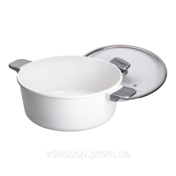 Алюмінієва каструля з керамічним покриттям антипригарним 7.7 л Ø 30 см біла MGC HP-4-455W | Зображення 2