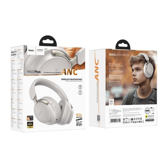 Бездротові навушники HOCO W53 Plus Tone ANC BT headphones Gray | Зображення 1