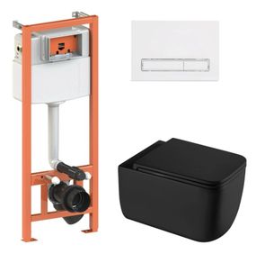 Набір Qtap Nest 4 в 1 підвісний унітаз Gemini Ultra Quiet 530х365х373 + комплект інсталяції QT2533076EUQMB46171