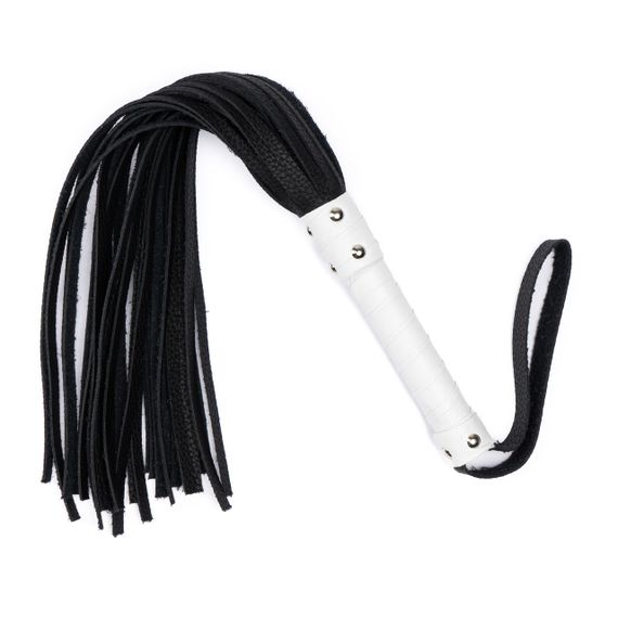 Флоггер из комбинированной кожи Flirty COMBO Leather - Black & White, BM-00029 Sex Aura | Зображення 1