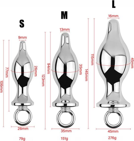 Анальна пробка посилений з кільцем для карабіна, Метал, розмір - S, OKOVA Sex Aura | Зображення 2