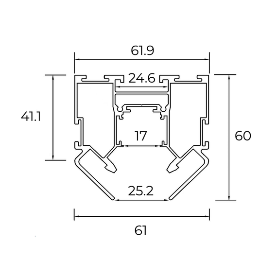 Магнітний трековий шинопровод PROLUM™ M20; 48V; для натяжної стелі - P23; 1M | Зображення 1