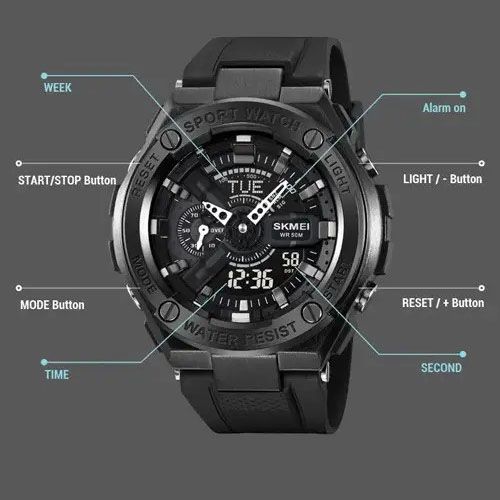 Часы военные мужские SKMEI 2101BK / Модные мужские часы / Часы наручные CY-580 электронные тактические | Зображення 1