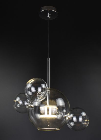 Люстра світлодіодна підвісна LED світильник для квартири на стелю лед 27091 Хром 40-130х35х35 см. | Зображення 3