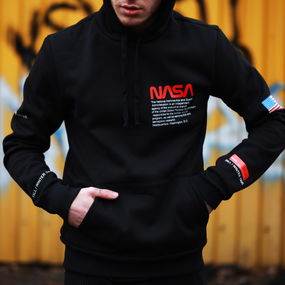 Худи Наса зима чёрный S