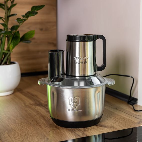 Чоппер измельчитель 600 Вт 6 лезвий с чашей на 2,5 литра мясорубка Sokany SK-06035 | Зображення 7