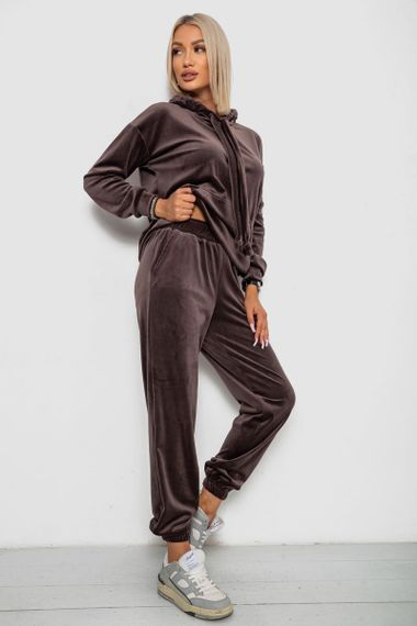 Спортивный костюм женский велюровый, цвет мокко, 241R1530-5 | Зображення 2