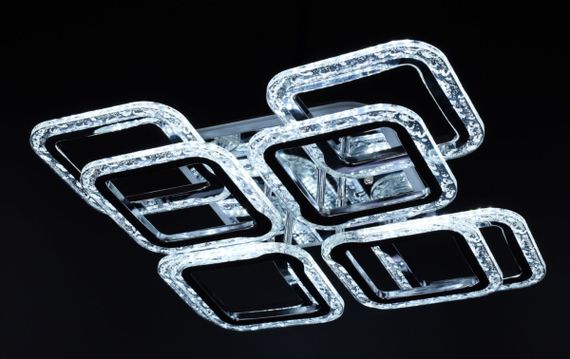 Люстра світлодіодна стельова LED світильник для квартири на стелю лед з пультом 26528 Хром 11х46х46 см. | Зображення 2