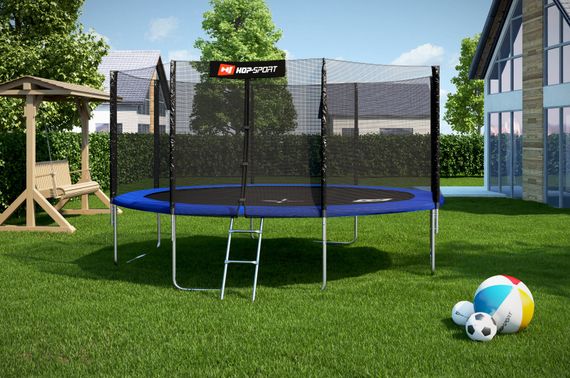 Батут Hop-Sport 14ft (427см) синій із зовнішньою сіткою | Зображення 1