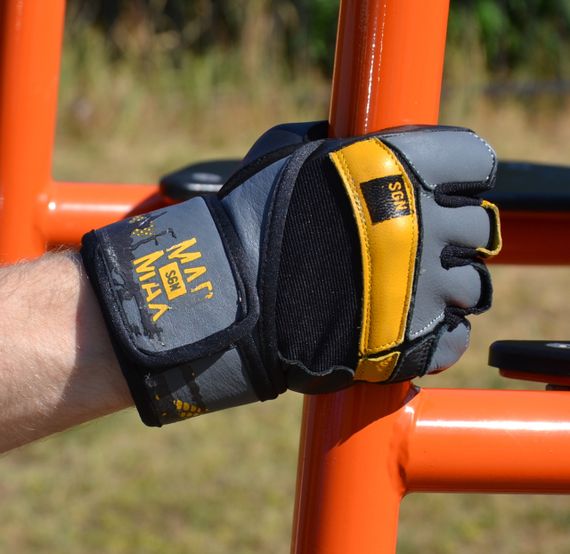 Рукавички для фітнесу MadMax MFG-880 Signature Black/Grey/Yellow S | Зображення 4