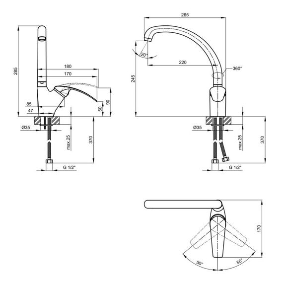Змішувач для кухні Lidz (CRM) Mars 81 007-3 | Зображення 1