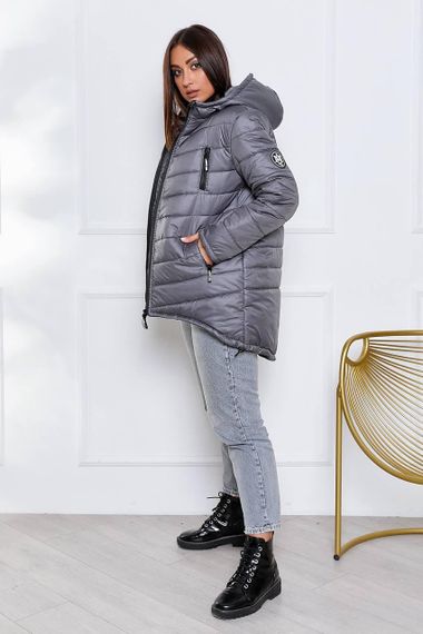 Елегантна жіноча парка, арт. 300, темно сірий графіт | Зображення 5