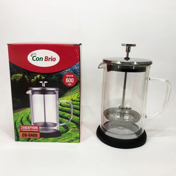 Френч-прес із подвійними стінками Con Brio CB-6460 600 мл, Френч-прес для міцної кави китайський заварник | Зображення 5