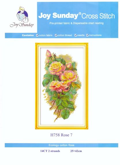 Набір для вишивання хрестиком по нанесеному на канву схемі  "Rose 7". AIDA 14CT printed 25*42 см | Зображення 1