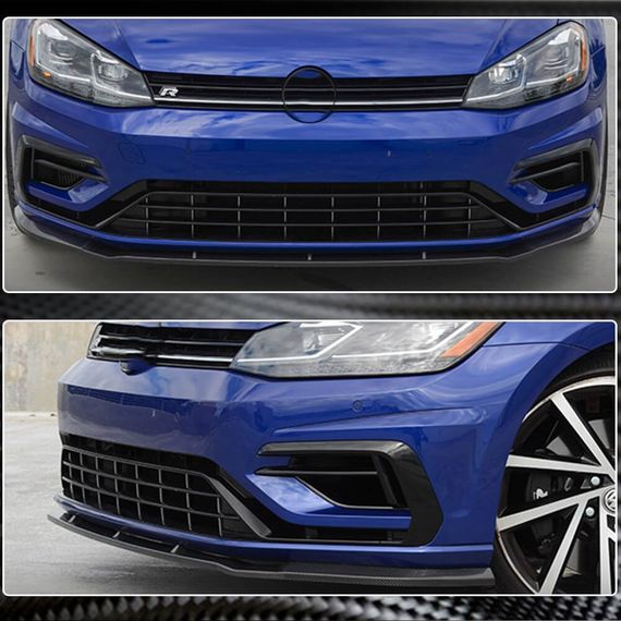 Накладка на передній бампер Lip V1 (для R/R-Line 2017-2020, Карбон) для Volkswagen Golf 7/E-Golf рр | Зображення 2