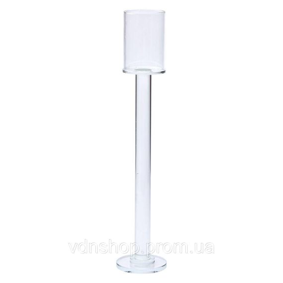 Підсвічник келих скляний на високій ніжці 8×40.5 см декоративний прозорий HP-4-45L | Зображення 2