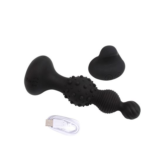 Анальна пробка з вібрацією у вигляді ялинки Chisa Breakout Pro Rocked Hip з різним рельєфом на ярусах, чорна sexstyle | Зображення 4