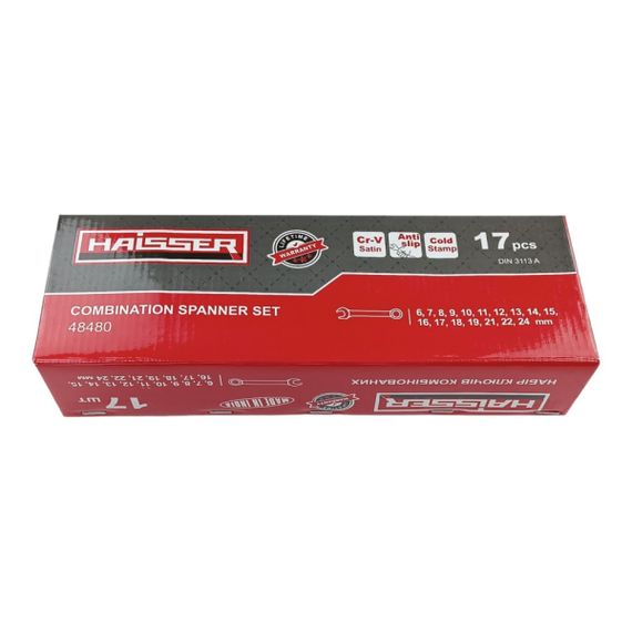 Набор ключей комбинированных COLD STAMPED CRV из 17 ед. SATINE, Haisser 48480 | Зображення 2