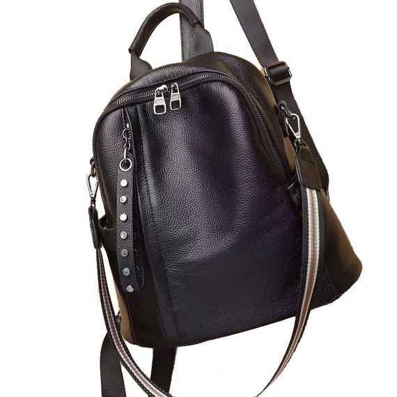 Шкіряний класичний жіночий рюкзак чорний 94083 | Зображення 4