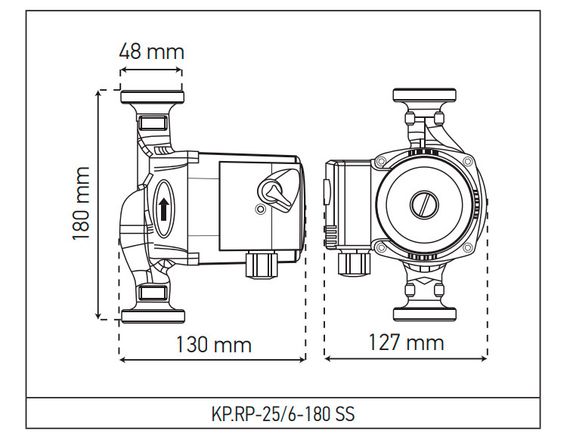 Рециркуляційний насос Koer KP.RP-25/6-180 SS (з гайками) (KP2795) | Зображення 3