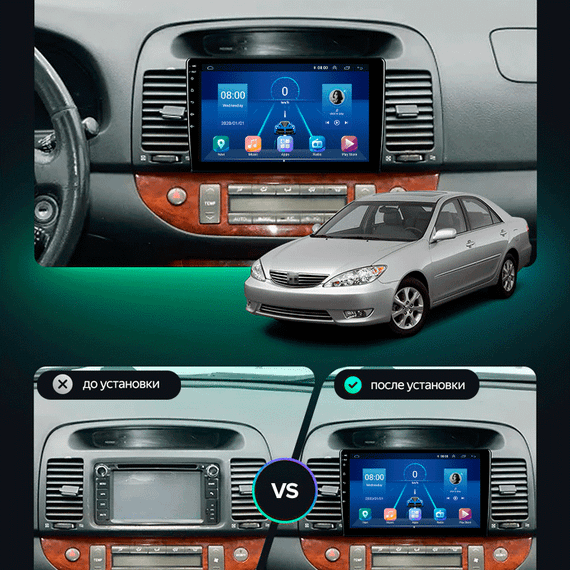 Штатная магнитола 9" Lesko для Toyota Camry V (XV30) 2001-2004 6/128Gb 4G Wi-Fi GPS Top Тойота | Зображення 2