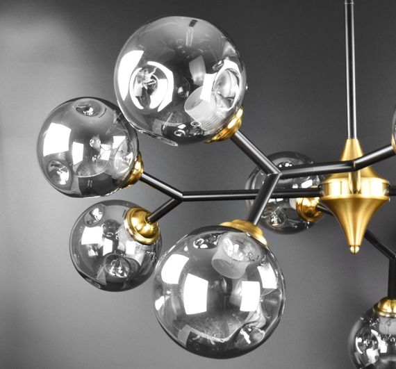 Люстра стельова на 10 лампочок 26558 Чорний 50-90х93х110 см. | Зображення 2