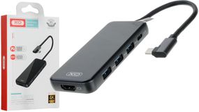 USB-хаб з 4 портами USB 3.0 Type-C чорний