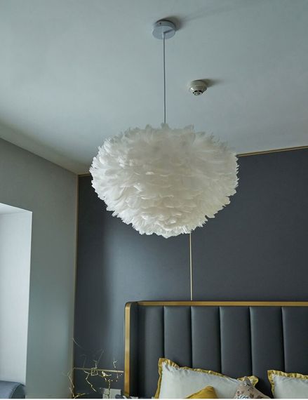 Люстра підвісна з пір'ям на 3 лампочки 26706 Білий 40-120х60х60 см. | Зображення 3