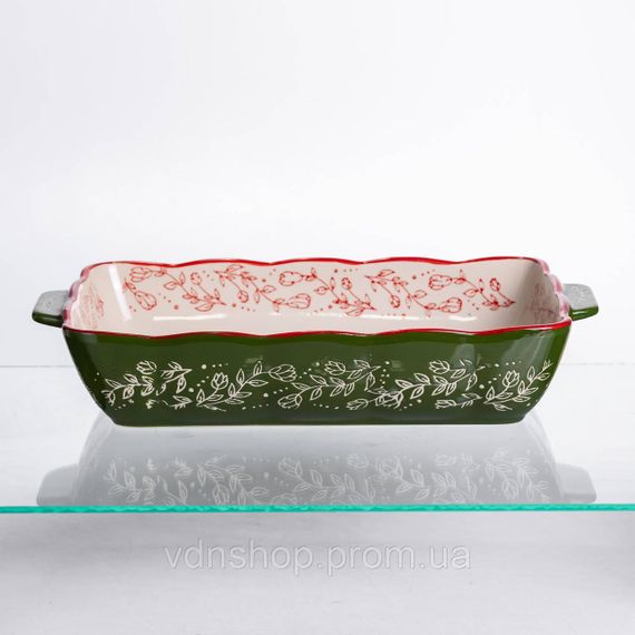 Форма для запікання Vintage 33×21×5.5 (см) прямокутна з ручками Зелена HM05-11 | Зображення 2
