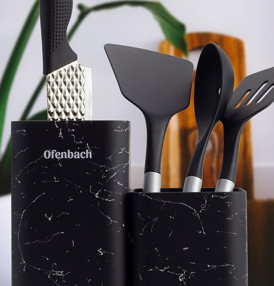 Підставка-колода Ofenbach Black Marble для кухонних ножів і ножиць 21.5х13х23см подвійна | Зображення 5