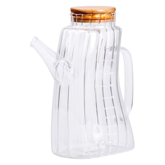 Скляна пляшка для олії 1 л HP-34-3 з ручкою та бамбуковою кришкою HP-34-3 | Зображення 1