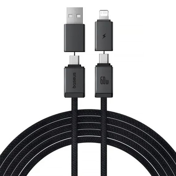 Дата кабель Baseus Versatile Two-for-Two USB/Type-C to Type-C/Lightning 60W (1m) (CB000162) Cosmic Black