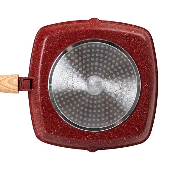 Алюминиевая сковорода-гриль 28 см со стеклянной крышкой Square Red MGC HP-4-462R | Зображення 2