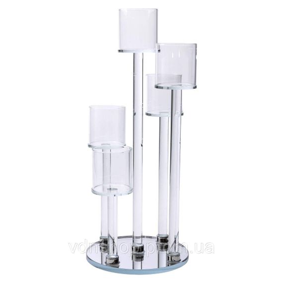 Підсвічник скляний на 5 свічок 16×38 см підсвічник декоративний прозорий на ніжці HP-4-14 | Зображення 3